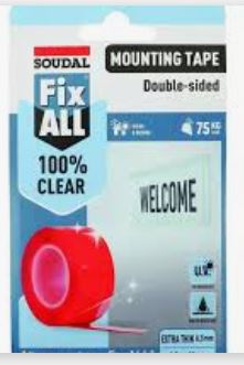 Fixall Mounting Tape- Translucent 19mm 1.5m Trans