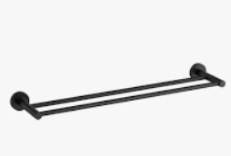 Otus Slimline SS304  Towel Rail Double Matt Black 600mm