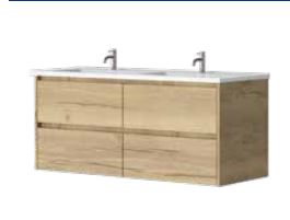 Alana OAK 1200 Vanity – Wall Hung – DBL – QS