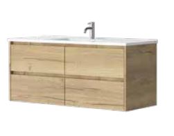 Alana OAK 1200 Vanity – Wall Hung – SGL – QS