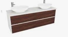 Alana OAK 1500 Vanity – Wall Hung – SGL – LHB – QS