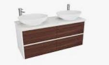 Alana OAK 1500 Vanity – Wall Hung – SGL – RHB – QS
