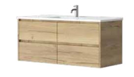 Alana OAK 1500 Vanity – Wall Hung – VC – SGL