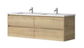 Alana OAK 1800 Vanity – Wall Hung – DBL – QS