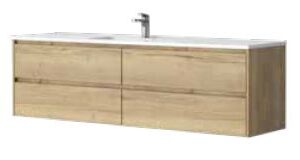 Alana OAK 1800 Vanity – Wall Hung – SGL – QS