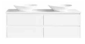 Alana White 1500 Vanity – Wall Hung – DBL – QS