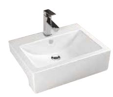 Basin: 485 x 440 x 160 Semi Recessed V/C Basin 1TH