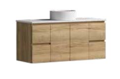 Denver Oak 1200 Vanity – Wall Hung – SGL – QS