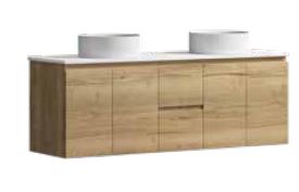 Denver Oak 1500 Vanity – Wall Hung – DBL – QS