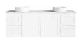Georgia Matt White 1800 Vanity – Wall Hung – DBL – QS