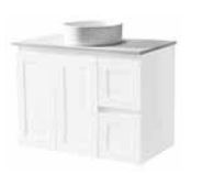 Georgia Matt White 900 Vanity – LHD – Wall Hung – QS