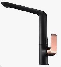 IKON-Kara Matt Black Sink Mixer With Rose Gold Handle  Lead Free