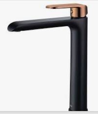 Kara Basin Mixer High Rise Matt Black / Rose Gold Handle