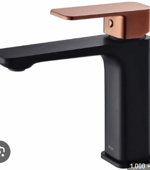 Seto Basin Mixer Matt Black / Rose Gold Handle