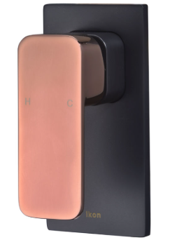 Seto Wall Mixer Matt Black / Rose Gold Handle