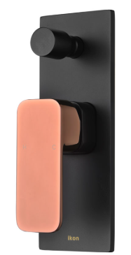 Seto Wall Mixer Diverter Matt Black / Rose Gold Handle