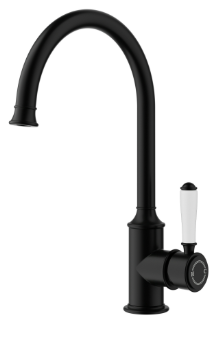 Clasico Sink Mixer Gooseneck Matt Black / Ceramic Handle