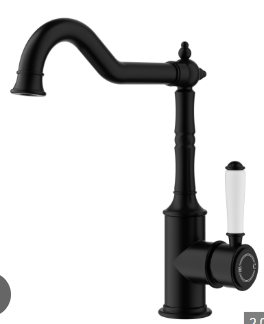Clasico Sink Mixer Matt Black / Ceramic Handle