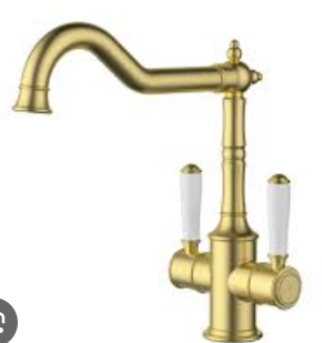 Clasico Sink Mixer Twin Handle Brushed Gold / Ceramic Handle
