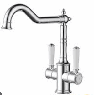 Clasico Sink Mixer Twin Handle Brushed Nickel / Ceramic Handle