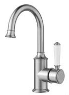 Clasico Basin Mixer Gooseneck Brushed Nickel / Ceramic Handle