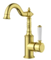 Clasico Basin Mixer Brushed Gold / Ceramic Handle