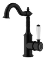 Clasico Basin Mixer Matt Black / Ceramic Handle
