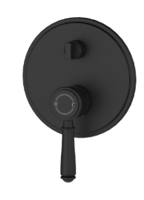 Clasico Wall Mixer Diverter Trim Kit Matt Black / Ceramic Handle