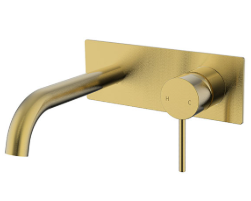 Hali Wall Basin Mixer Curved Spout Brushed Gold