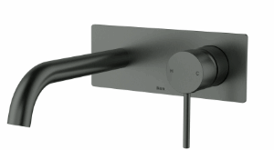 IKON-Hali Wall Basin Mixer Brushed Nickel With Curved Spout Lead Free