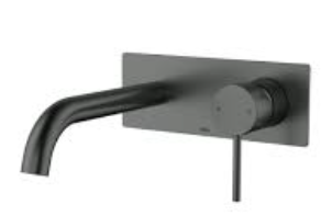 IKON-Hali Wall Basin Mixer Matt Black With Curved Spout Lead Free