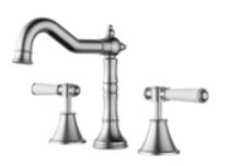 Clasico Basin Tap Set Brushed Nickel / Ceramic Handle