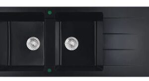 Cora Black Granite Sink Double  Bowl with drainer 1160x500x210