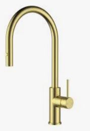 Otus Slimline ss Gooseneck Pull-Out Sink Mixer In Brushed Gold