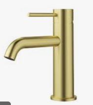Otus Slimline SS304  Basin Mixer Curved Spout Brushed Gold