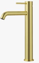 Otus Slimline SS304  Basin Mixer High Rise Curved Spout Brushed Gold