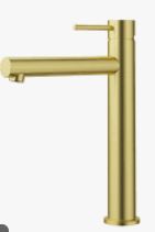 Otus Slimline SS304  Basin Mixer High Rise Straight Spout Brushed Gold