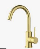 Otus Slimline SS304  Basin Mixer Gooseneck Brushed Gold