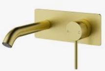 Otus Slimline Ss Wall Basin Mixer Lever Up Trim Kits In Brushed Gold