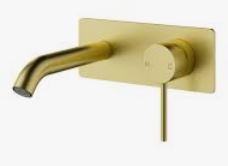 Otus Slimline Ss Wall Basin Mixer Trim Kits In Brushed Gold 220 mm Spout