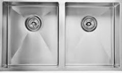 Stainless Steel Double Bowl Undermount Sink (R10 Corner) Brushed Gold