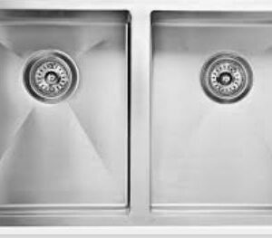 Stainless Steel Double bowl Undermount Sink (R10 Corner) Gun Metal