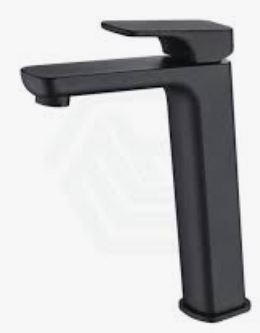 Eden  Round Cornered Rectangle Handle Highrise Basin Mixer Matt Black Lead Free