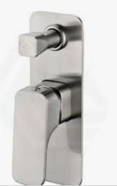 Eden  Round Cornered Rectangle Handle Wall Mixer With Diverter Brushed Nickel Lead Free