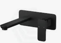 Eden  Round Cornered Rectangle Handle Wall Basin Mixer Matt Black Lead Free