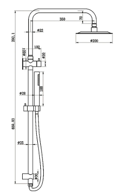 Twin Shower On Rail. 3 pk