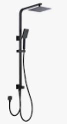 Square 2 in 1 Multifunction Shower Combo – Full Rail – 2 hose – Matte Black