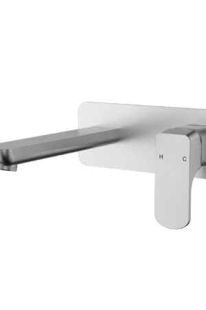 Eden  Round Cornered Rectangle Handle Wall Basin  Mixer Brushed Nickel Lead Free